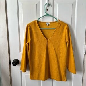 J. Crew Textured Mustard V-Neck Top